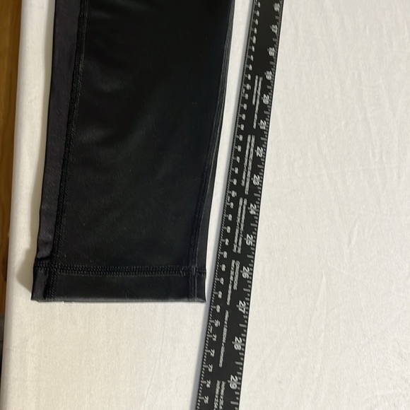 ADIDAS size large black leather like leggings with mesh stripe down each leg - Picture 9 of 13